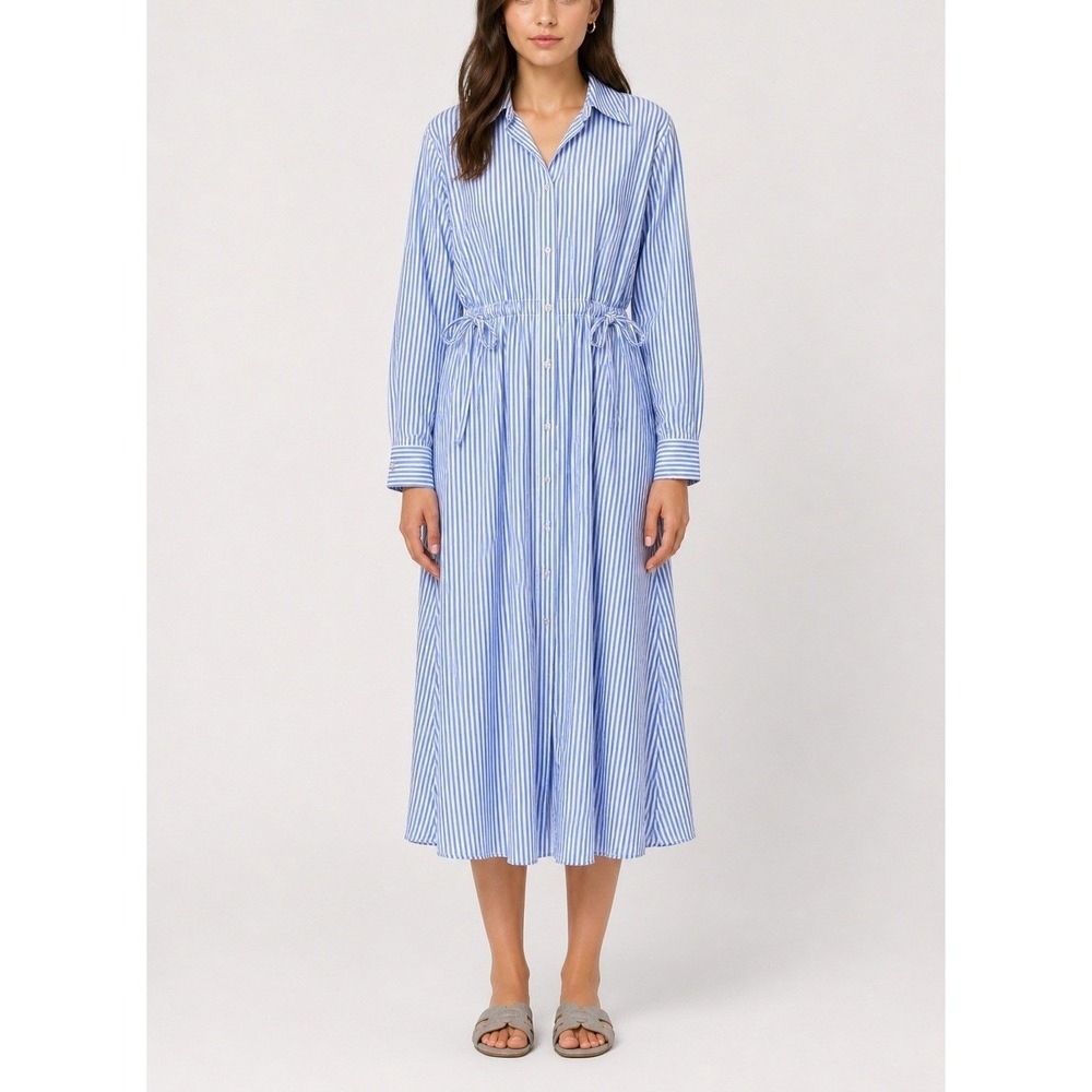 Universal Thread Costal Minimalist Midi Shirt Dress Size XXL Blue Stripes Cotton